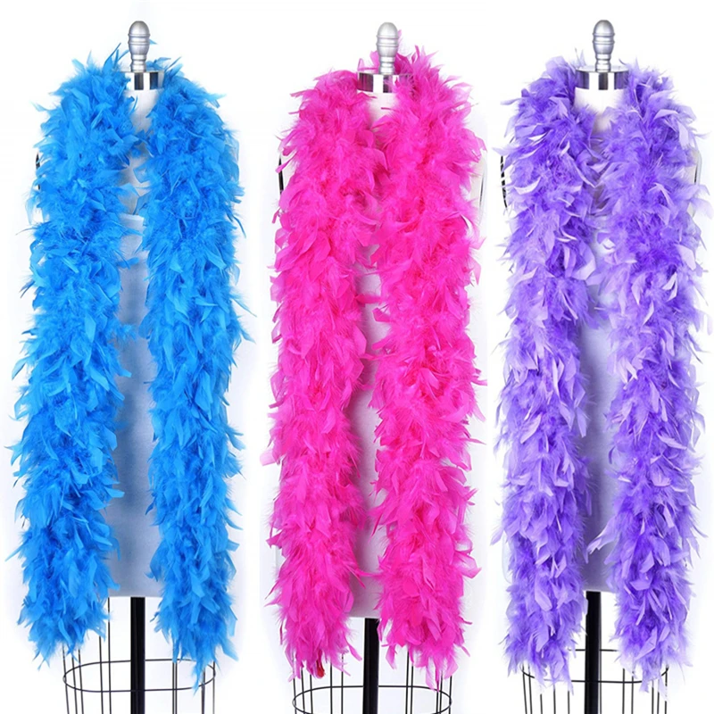 

2Meters Super Thicken 80Gram Fluffy Turkey Feather Boa Trim Scarf Clothes Boas Marabou Feathers Crafts Wedding Party Decoration