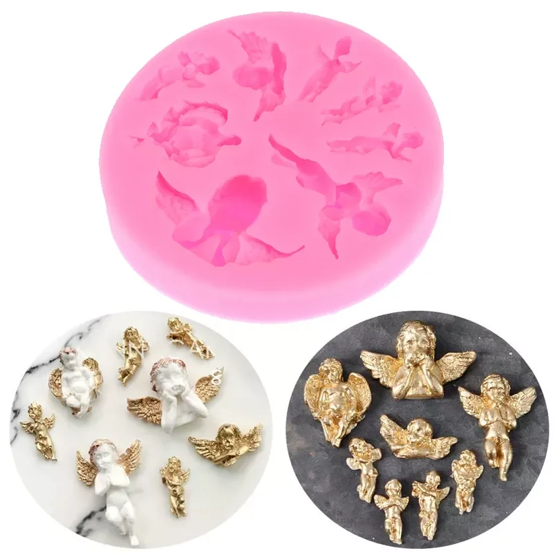 

NEW2022 Mini Angel Baby Fondant Molds Silicone Cake Decorating Tools Polymer Clay Molds for Baby Shower Baptism Cupcake Decorati