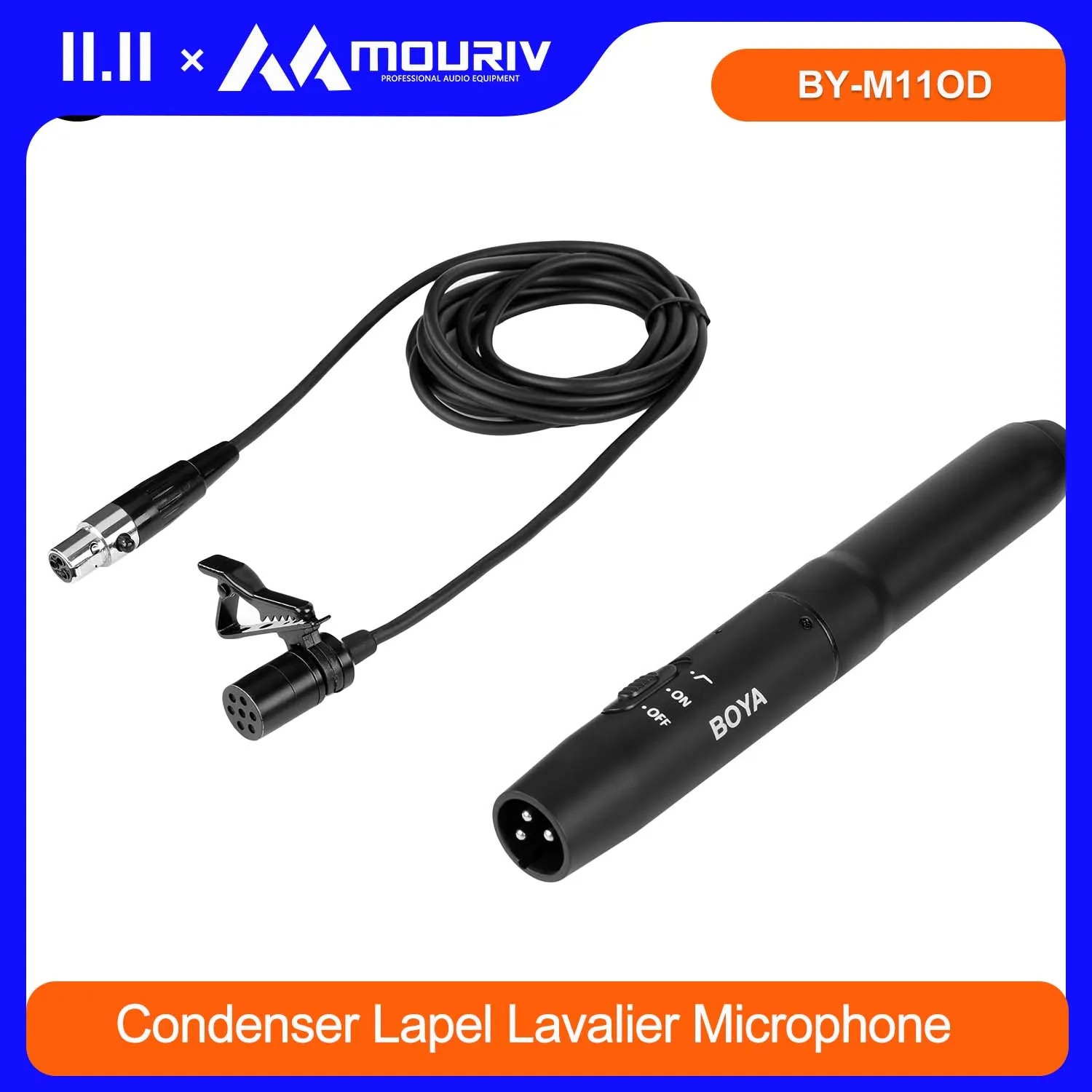 BOYA BY-M11C/M11OD Condenser Lapel Lavalier Microphone System for Interview Film Theater Broadcast Stage Video Recording Mic
BOYA BY-M11C/M11OD Condenser Lapel Lavalier Microphone System for Interview Film Theater Broadcast Stage Video Recording Mic