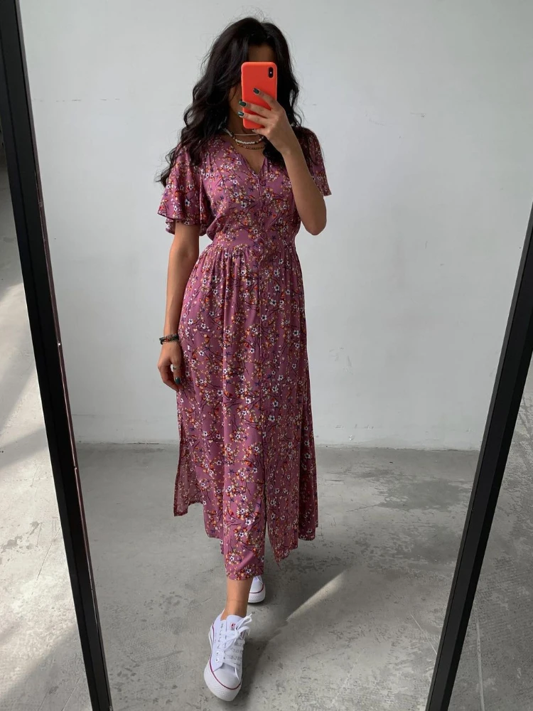 2022 New Summer Trumpet Sleeve Print Waist Split V-neck Elegant Fashion Floral Dresses for Women Office Lady Vintage Party
2022 New Summer Trumpet Sleeve Print Waist Split V-neck Elegant Fashion Floral Dresses for Women Office Lady Vintage Party