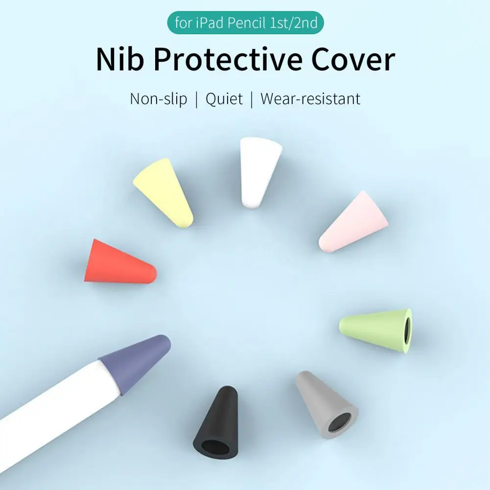

8Pcs/Set Nib Protective Cover Non-slip Low Noise Universal Silicone Pencil Tip Protective Cap for iPad Pencil 1st/2nd Generation
