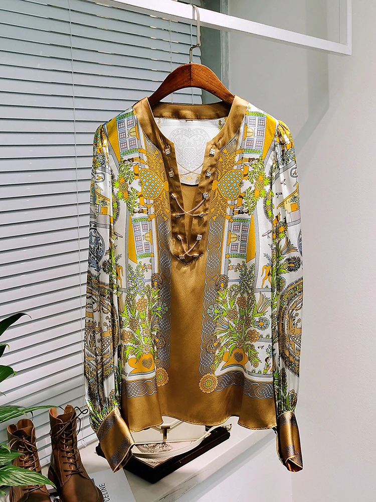 Fashion Designer 2022 Spring Summer Silk Shirt Women Fashion Printed High Quality Long Sleeve Office Lady Top Blouse
Fashion Designer 2022 Spring Summer Silk Shirt Women Fashion Printed High Quality Long Sleeve Office Lady Top Blouse
