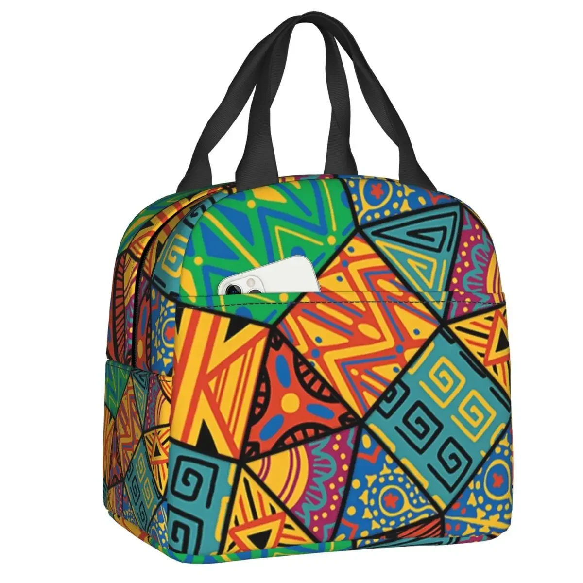 

Африканская кухня монтаж Изолированные сумки для ланча женский Африканский Племенной арт портативный охладитель термальный пищевой Ланч-бокс для работы школы путешествий