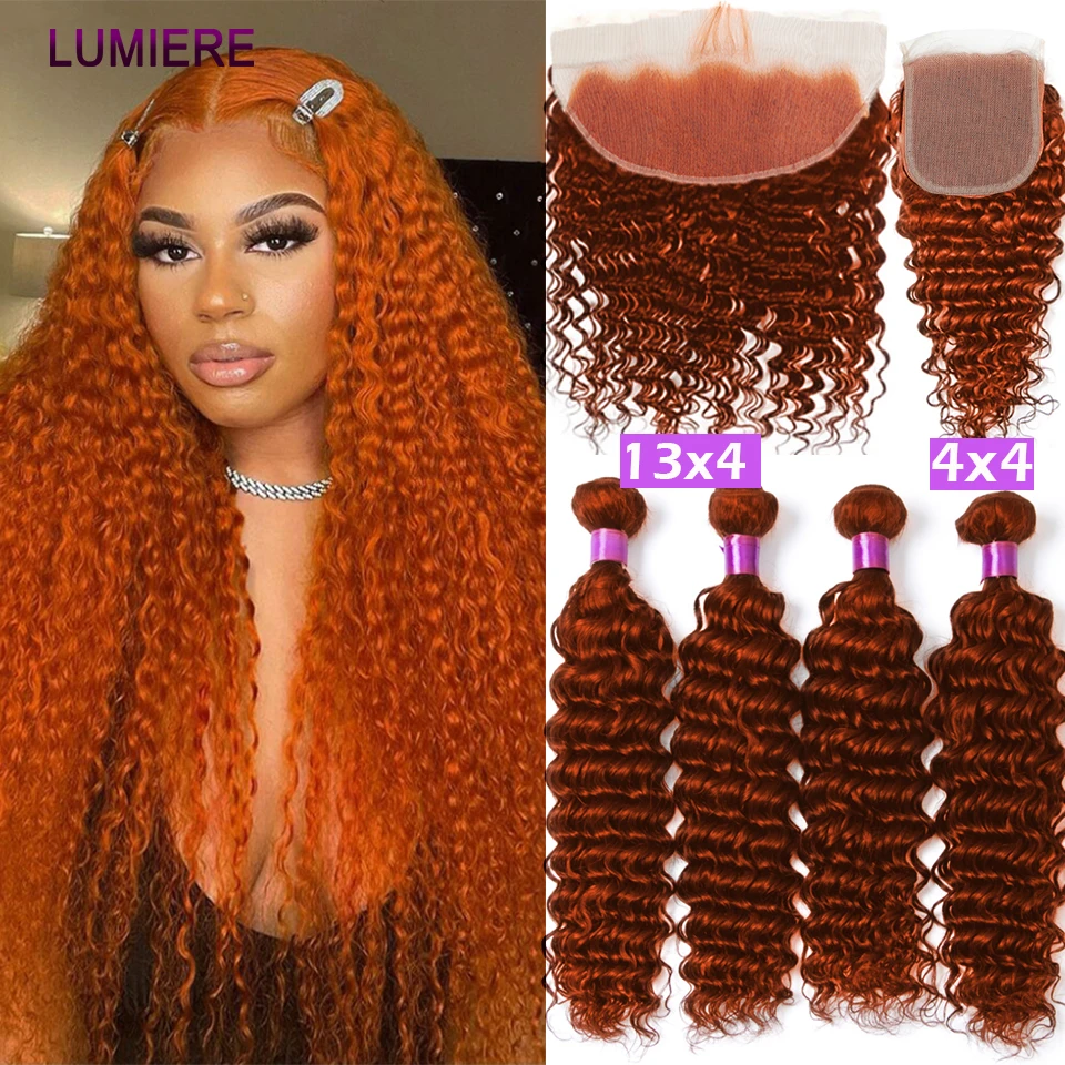 Orange Ginger Colored Bundles With Closure 5x5 HD Deep Wave Bundles With Frontal Peruvian Hair Weave Bundle with Closure Lumiere
Orange Ginger Colored Bundles With Closure 5x5 HD Deep Wave Bundles With Frontal Peruvian Hair Weave Bundle with Closure Lumiere