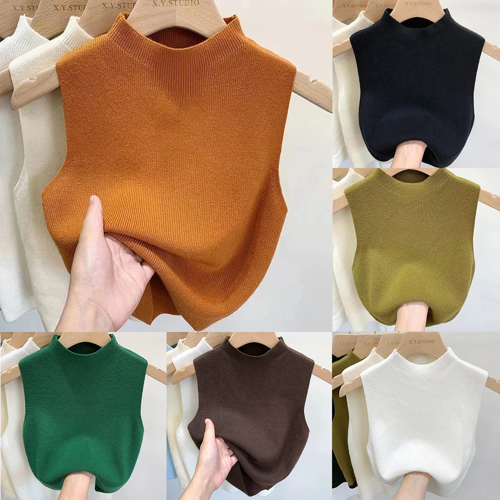 Tank Tees T-Shirt Tops Vest Cropped Camisole Half-turtleneck Sweater Knitted Women
Tank Tees T-Shirt Tops Vest Cropped Camisole Half-turtleneck Sweater Knitted Women