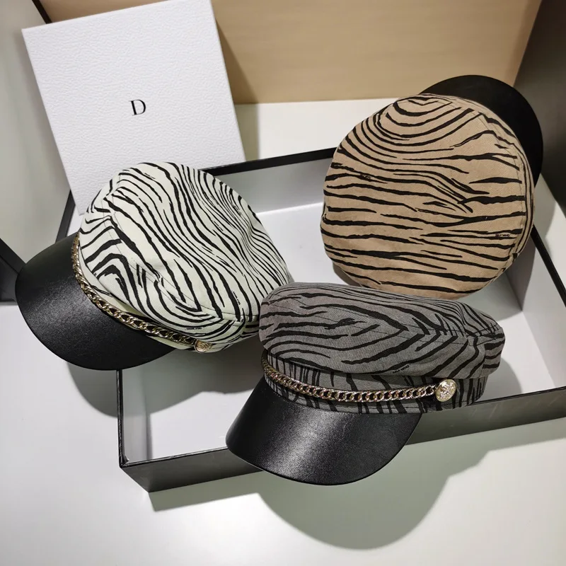 Zebra Pattern Pu Leather Brim Newsboy Peaked Cap Ladies British Retro Fashion All-match Military Cap
Zebra Pattern Pu Leather Brim Newsboy Peaked Cap Ladies British Retro Fashion All-match Military Cap