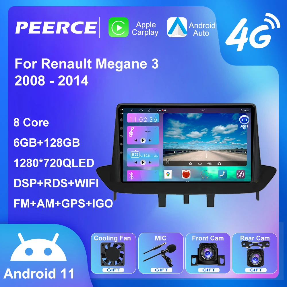 PEEREC Android 11 4G For Renault Megane 3 Fluence Samsung SM3 2008-2014 Multimedia Car Radio 2 Din WIFI GPS Navigation BT No dvd
PEEREC Android 11 4G For Renault Megane 3 Fluence Samsung SM3 2008-2014 Multimedia Car Radio 2 Din WIFI GPS Navigation BT No dvd
