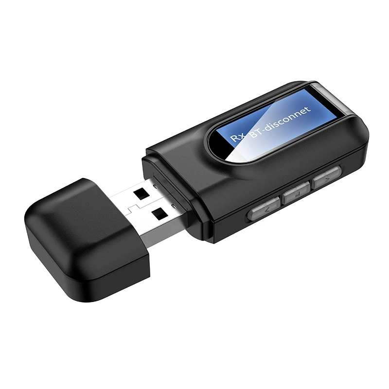 

Bluetooth 5,0 передатчик и приемник, 2 в 1 беспроводной адаптер с ЖК-дисплеем 3,5 мм AUX USB стерео для ПК ТВ автомобильные наушники