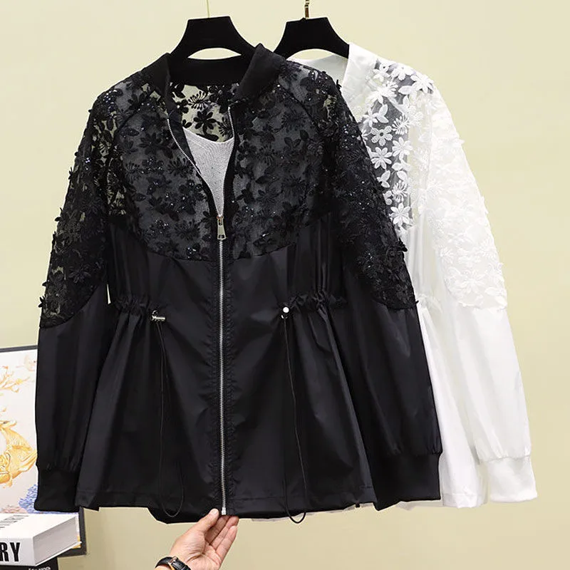European Station Three-Dimensional Flower Zipper Drawstring Lace Stitching Sunscreen Clothing Coats 2022 Summer New Jacket Women
European Station Three-Dimensional Flower Zipper Drawstring Lace Stitching Sunscreen Clothing Coats 2022 Summer New Jacket Women