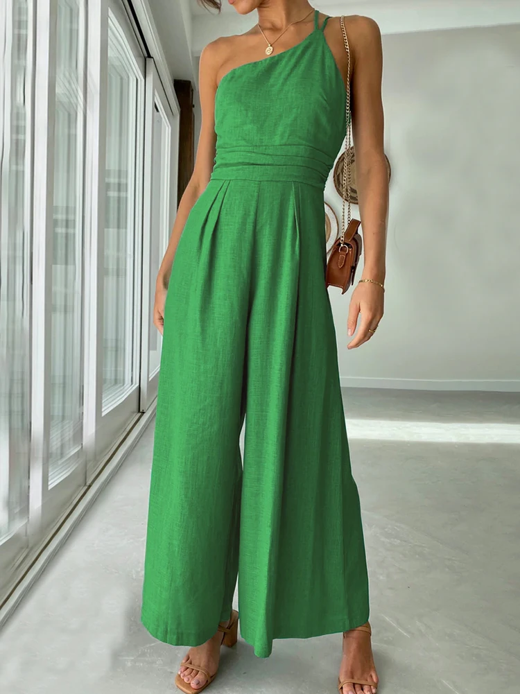Mnealways18 One Shoulder Green Jumpsuits Cotton Linen Elegant Women Jumpsuits Wide Leg Pants 2022 Sleeveless One Piece Ladies
Mnealways18 One Shoulder Green Jumpsuits Cotton Linen Elegant Women Jumpsuits Wide Leg Pants 2022 Sleeveless One Piece Ladies