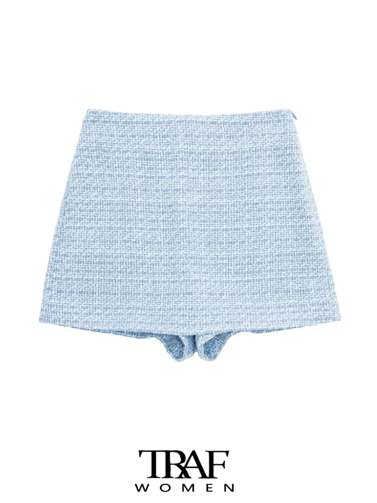 TRAF Women Fashion Tweed Shorts Skirts Vintage High Waist Side Zipper Female Skort Mujer
TRAF Women Fashion Tweed Shorts Skirts Vintage High Waist Side Zipper Female Skort Mujer