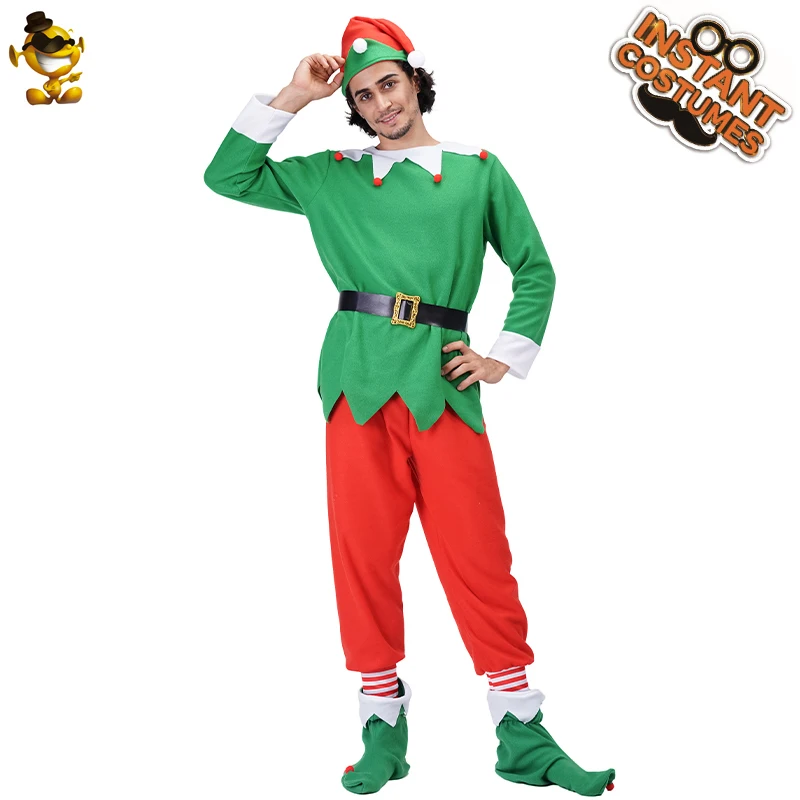 

Adult Elf Christmas Costumes Men Cosplay Party Clothing Dress Up Christmas Elf Costume Outfits With Pant