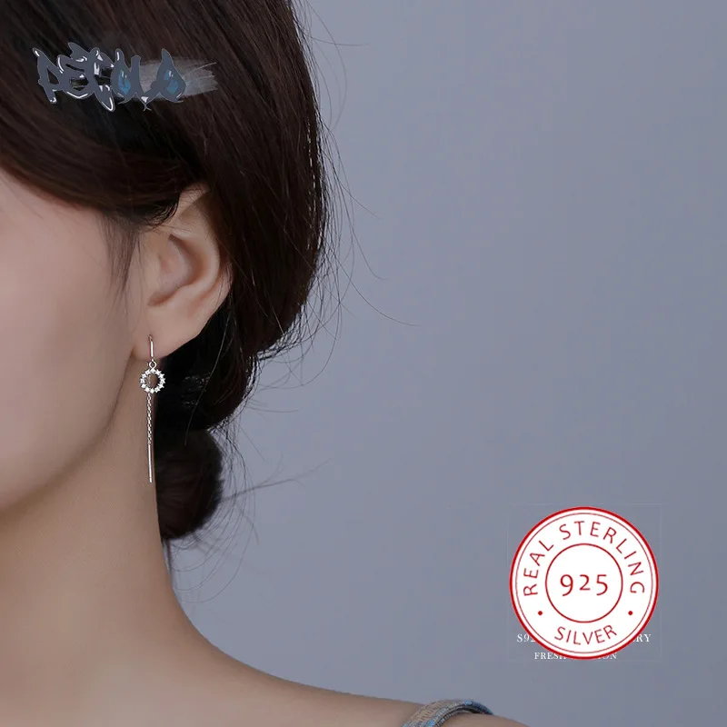 Exquisite 925 Sterling Silver Earring for Women Simple Delicate Long Fringe Ear Line Fashion Circle Earring Embellish Face Shape
Exquisite 925 Sterling Silver Earring for Women Simple Delicate Long Fringe Ear Line Fashion Circle Earring Embellish Face Shape