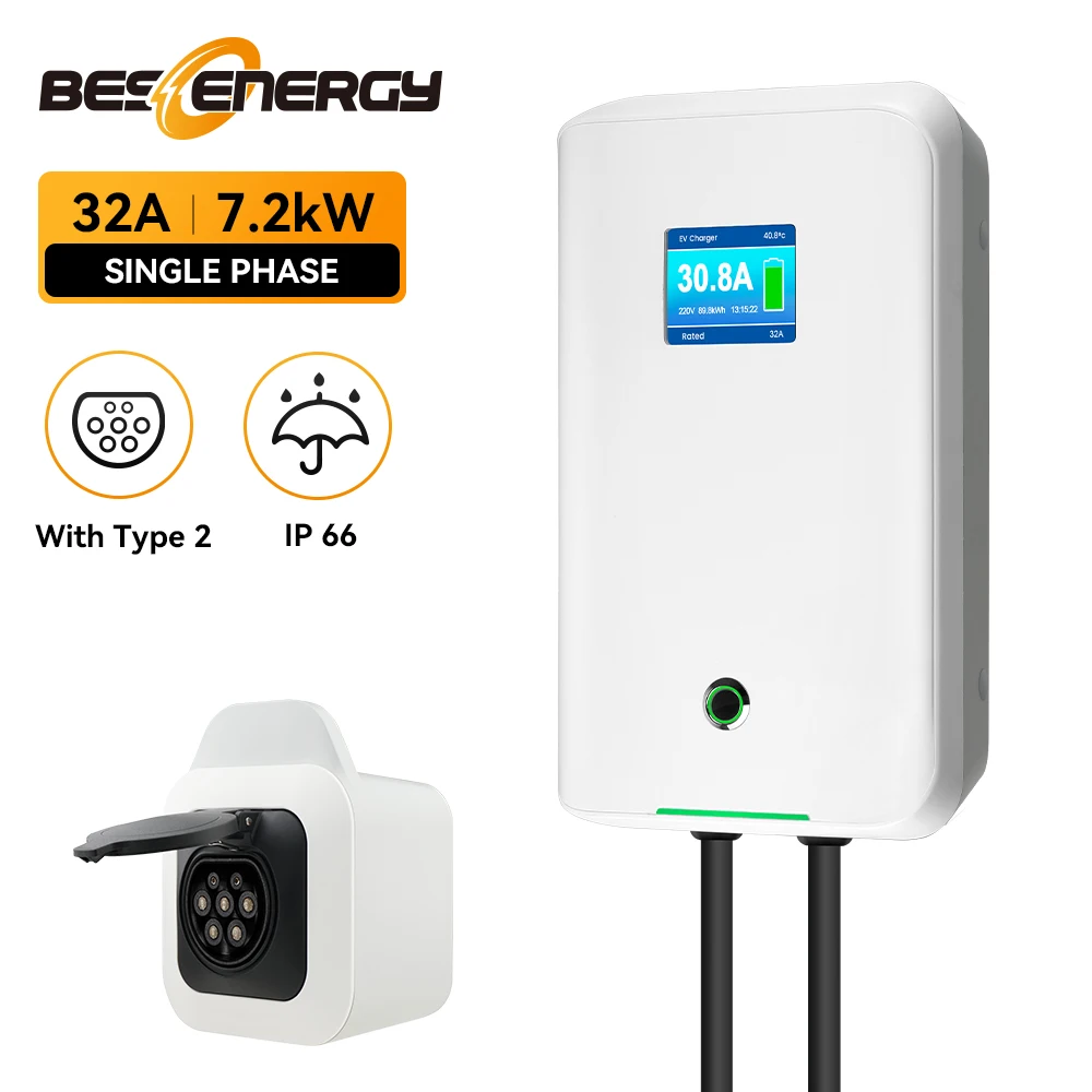 EV Charging Station Type2 32A 7.2KW 220V White Charger Wallbox For Type2 Socket Electric Vehicle Car Charger 7KW IP66 Waterproo
EV Charging Station Type2 32A 7.2KW 220V White Charger Wallbox For Type2 Socket Electric Vehicle Car Charger 7KW IP66 Waterproo