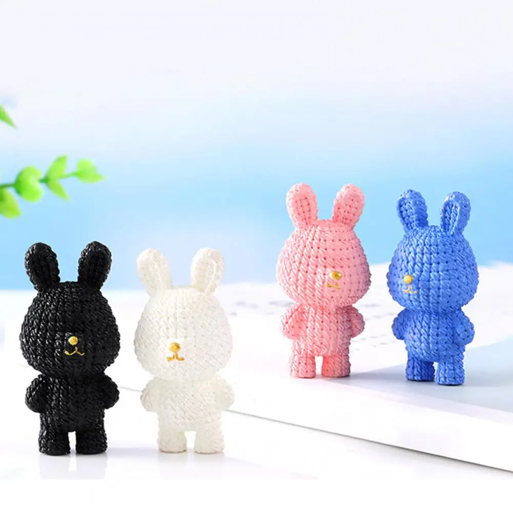 

Рождественская Фигурка кролика, мультяшная форма, яркий цвет, Плетеный орнамент, полимерная миниатюрная фигурка животного, орнамент, подарок для детей