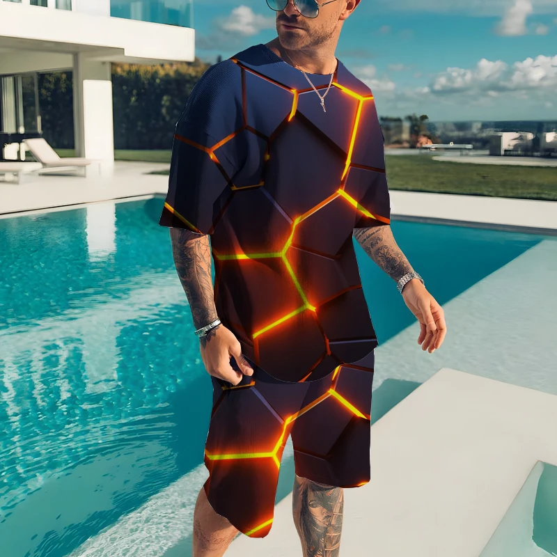 Summer New T Shirt Set Men's Tech 3D Pattern Street Sets Oversized Loose O Neck T-Shirt Shorts Tracksuits Casual 2 Piece Set
Summer New T Shirt Set Men's Tech 3D Pattern Street Sets Oversized Loose O Neck T-Shirt Shorts Tracksuits Casual 2 Piece Set