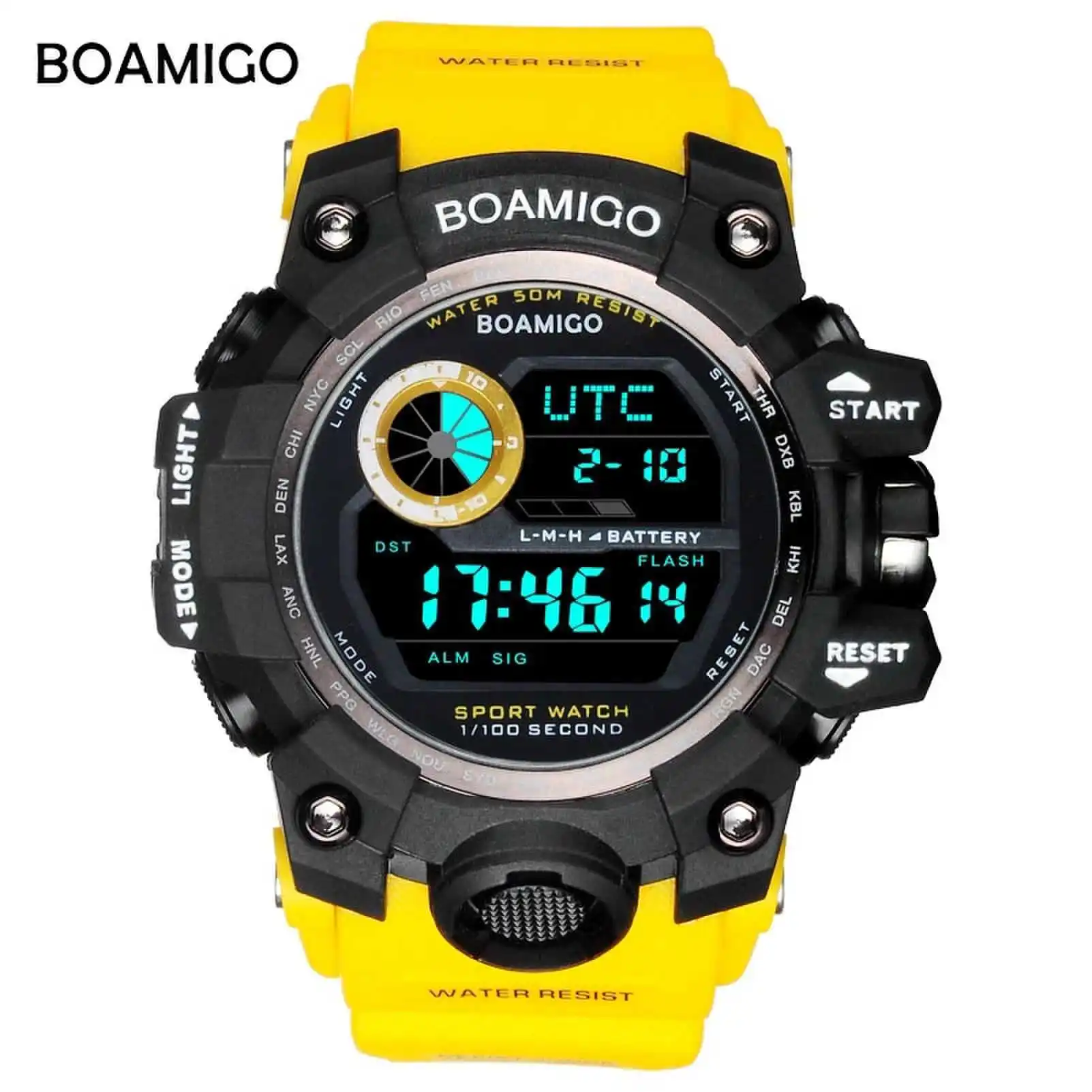 

Men student Sports Watches BOAMIGO Brand Digital LED Orange Shock Swim military Rubber Wristwatches Waterproof Clock Relogio Mas