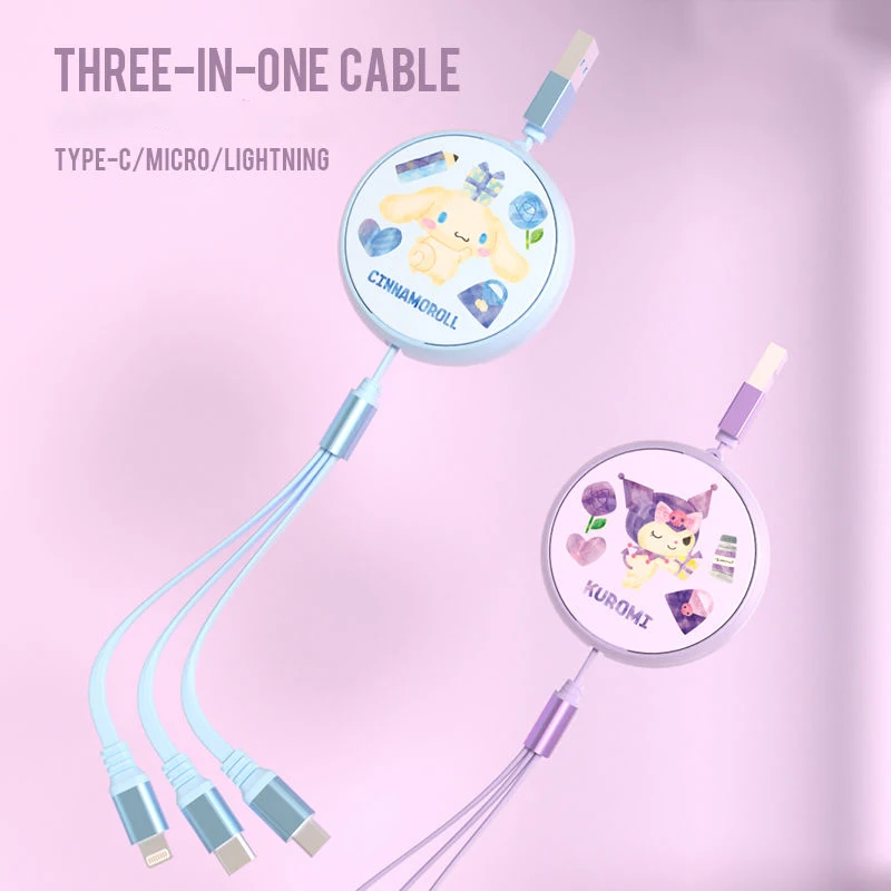 Cinnamoroll Kuromi Car Charging Cable Three-In-One Data Cable Apple Android Tpye-C Multi-Function Telescopic Charging Cable
Cinnamoroll Kuromi Car Charging Cable Three-In-One Data Cable Apple Android Tpye-C Multi-Function Telescopic Charging Cable