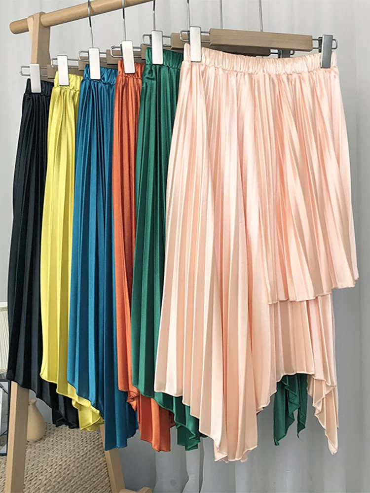 Croysier Skirts Womens Clothing 2022 Fashion Women Asymmetric Midi Skirt Elastic High Waist Elegant Satin Effect Pleated Skirt
Croysier Skirts Womens Clothing 2022 Fashion Women Asymmetric Midi Skirt Elastic High Waist Elegant Satin Effect Pleated Skirt