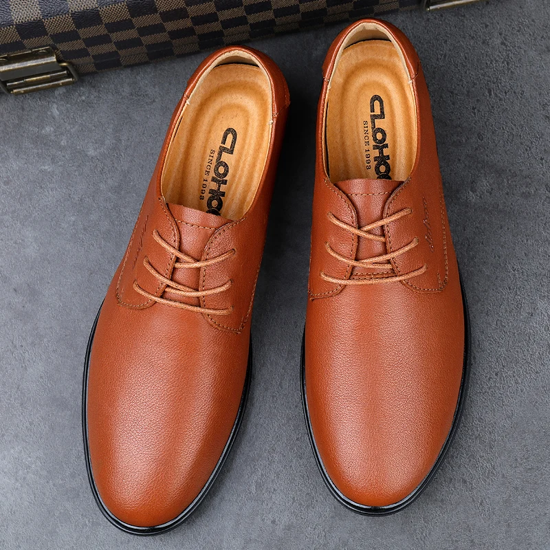 

Туфли-оксфорды мужские из натуральной кожи, без застежки, на шнуровке, элегантные деловые легкие, обувь для вождения