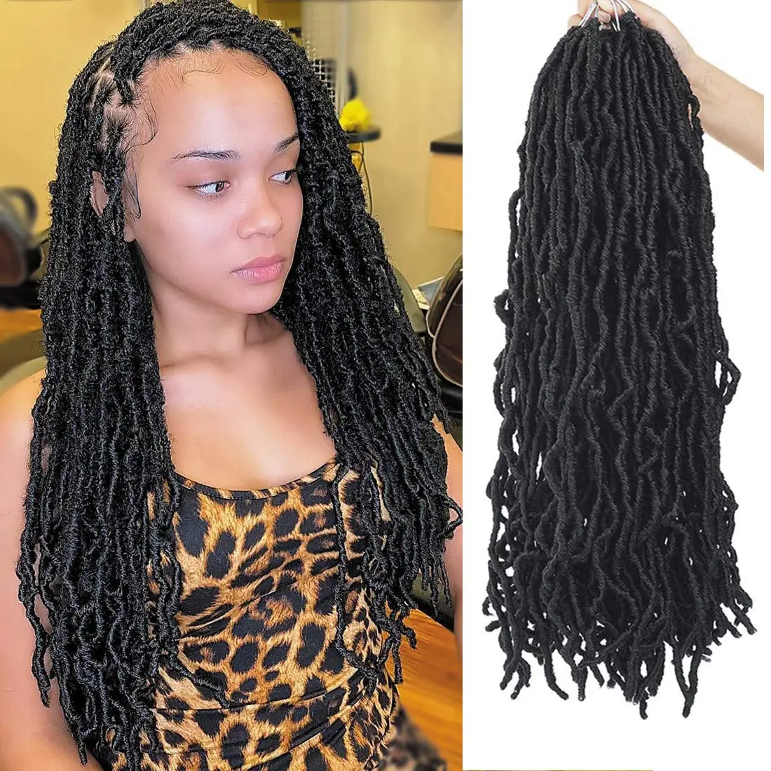 WIGERA Synthetic 22inch New Faux Locs Crochet Hair 6 Packs New Soft Locs Crochet Hair Curly Wavy Hair Extensions (22inch-1B#)
WIGERA Synthetic 22inch New Faux Locs Crochet Hair 6 Packs New Soft Locs Crochet Hair Curly Wavy Hair Extensions (22inch-1B#)