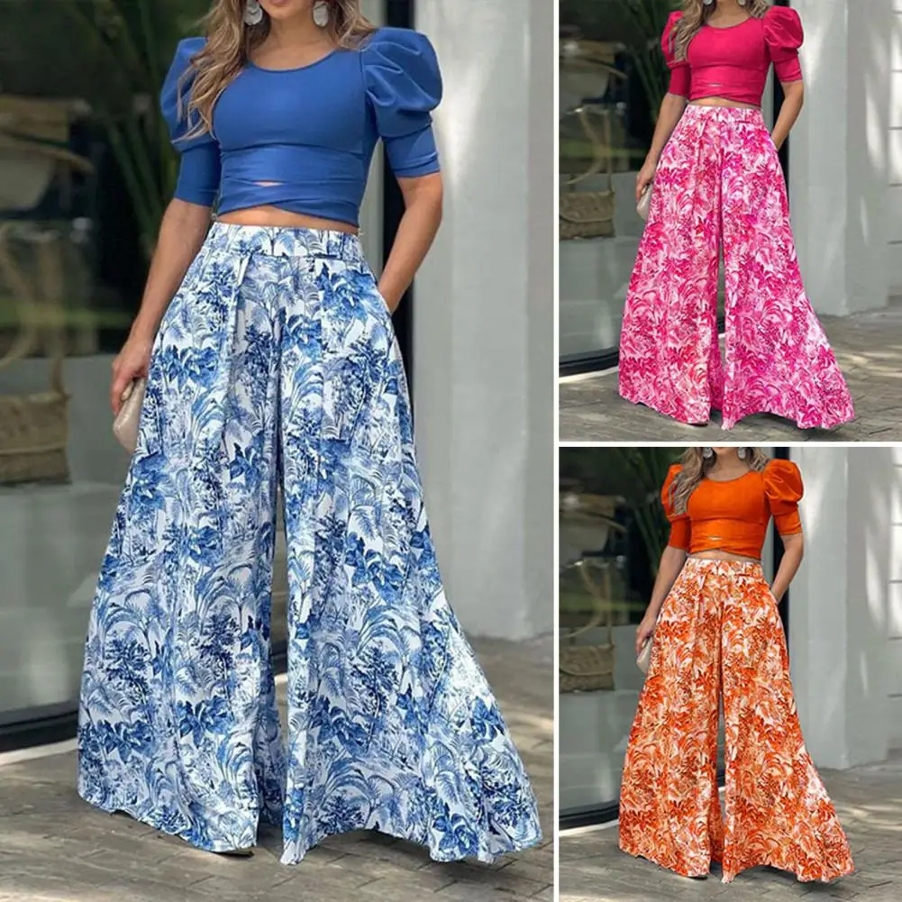2 Pcs/Set Top Pants Suit Solid Color Top Bubble Sleeve Round Neck Pullover Elastic Waists High Waist Waist-exposed Short Sleeves
2 Pcs/Set Top Pants Suit Solid Color Top Bubble Sleeve Round Neck Pullover Elastic Waists High Waist Waist-exposed Short Sleeves