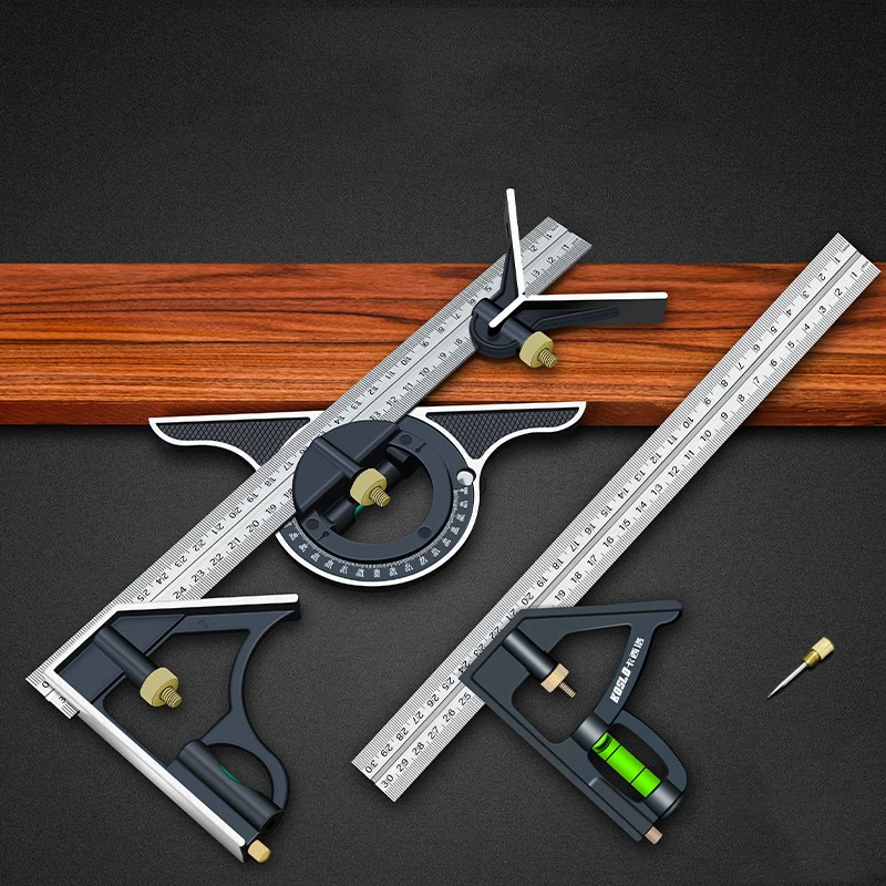 

3 In 1 Combination Angle Ruler Set Engineer 300mm Adjustable Multi Combination Right Square Protractor Measuring Tool Set