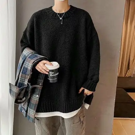 A Men's fake two-piece round neck jacket autumn thick loose casual all-match student jacket bf
A Men's fake two-piece round neck jacket autumn thick loose casual all-match student jacket bf