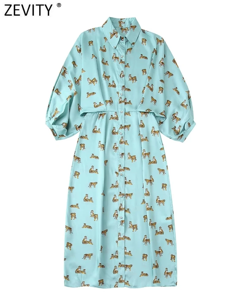 Zevity Women Fashion Batwing Sleeve Patchwork Tiger Print Midi Shirt Dress Female Chic Breasted Casual Kimono Vestidos DS2879
Zevity Women Fashion Batwing Sleeve Patchwork Tiger Print Midi Shirt Dress Female Chic Breasted Casual Kimono Vestidos DS2879