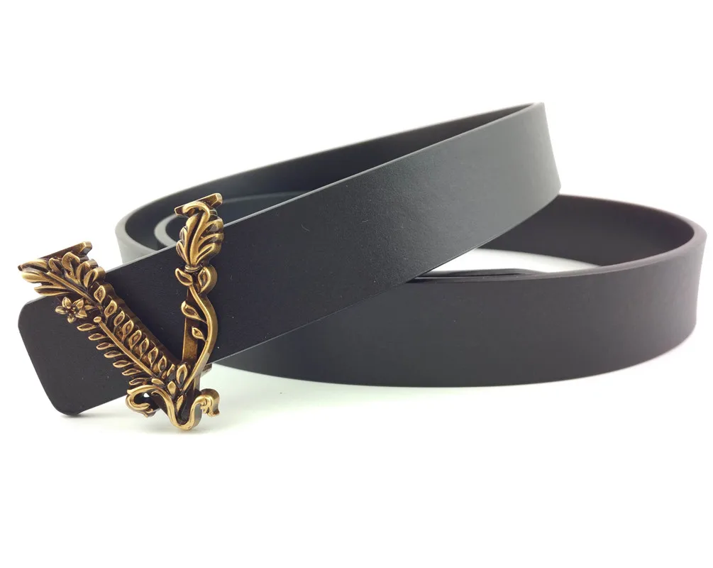 

Fashion Classic Belts For Men Women Designer Belt Mens Black Smooth V Buckle Leather Width 3.0cm
