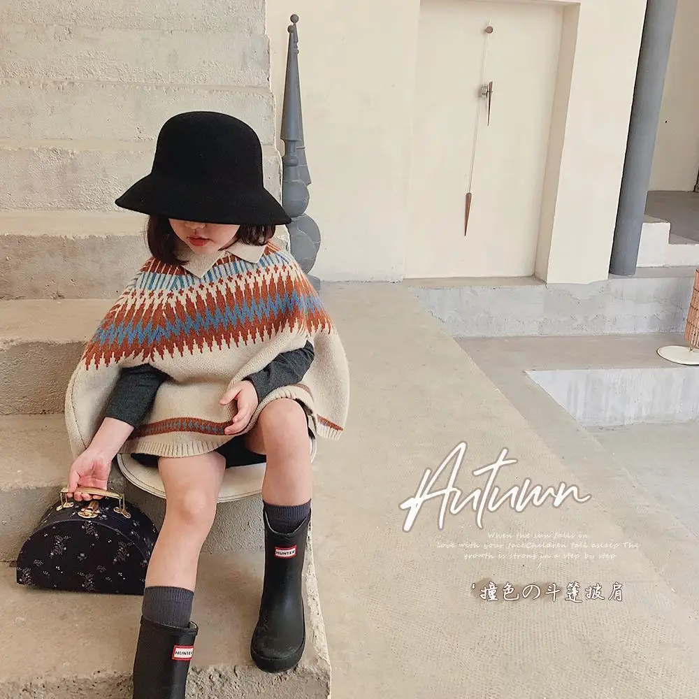 Children's Wear Color Contrast Cape Girls Autumn Diamond Pattern Baby Girls Knitwear Leisure Coat Cloak Top Coat
Children's Wear Color Contrast Cape Girls Autumn Diamond Pattern Baby Girls Knitwear Leisure Coat Cloak Top Coat