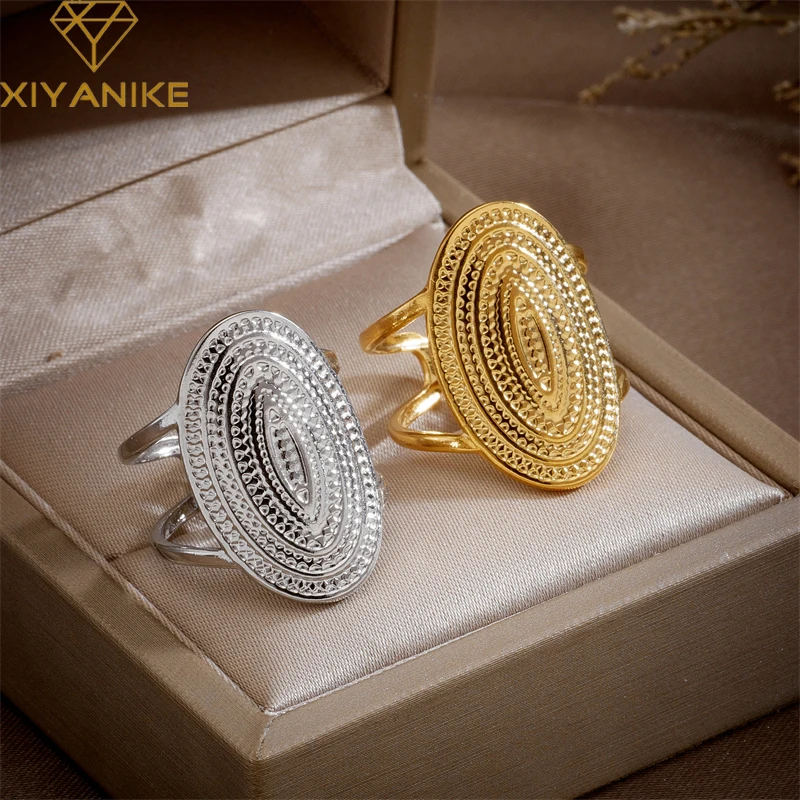 XIYANIKE 316L Stainless Steel Rings Oval for Woman Vintage Simple Geometric Temperament Trendy Design Chic Birthday Jewelry Gift
XIYANIKE 316L Stainless Steel Rings Oval for Woman Vintage Simple Geometric Temperament Trendy Design Chic Birthday Jewelry Gift
