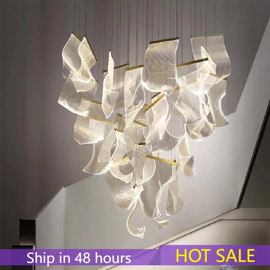 Modern Acrylic LED Chandelier for Staircase Living Room Luxury Creative Design Large Lighting Fixtures Gold Indoor Hanging Lamps
Modern Acrylic LED Chandelier for Staircase Living Room Luxury Creative Design Large Lighting Fixtures Gold Indoor Hanging Lamps