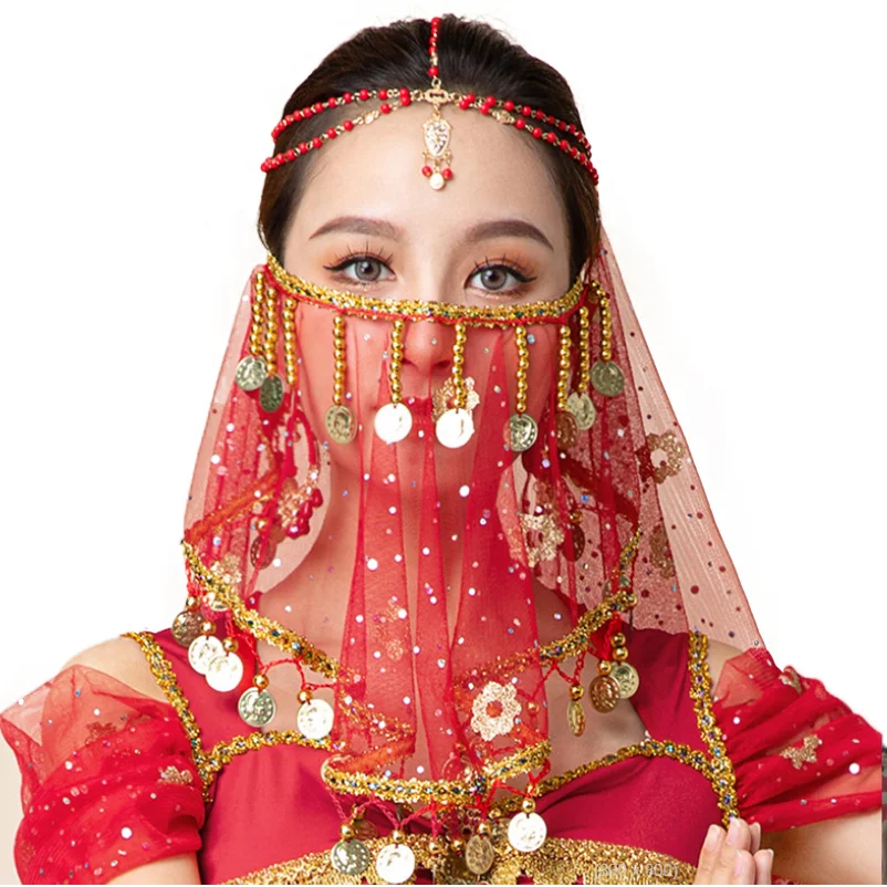 

Belly dance Indian dance Bollywood Half Circle face covering mask veil performance accessories props