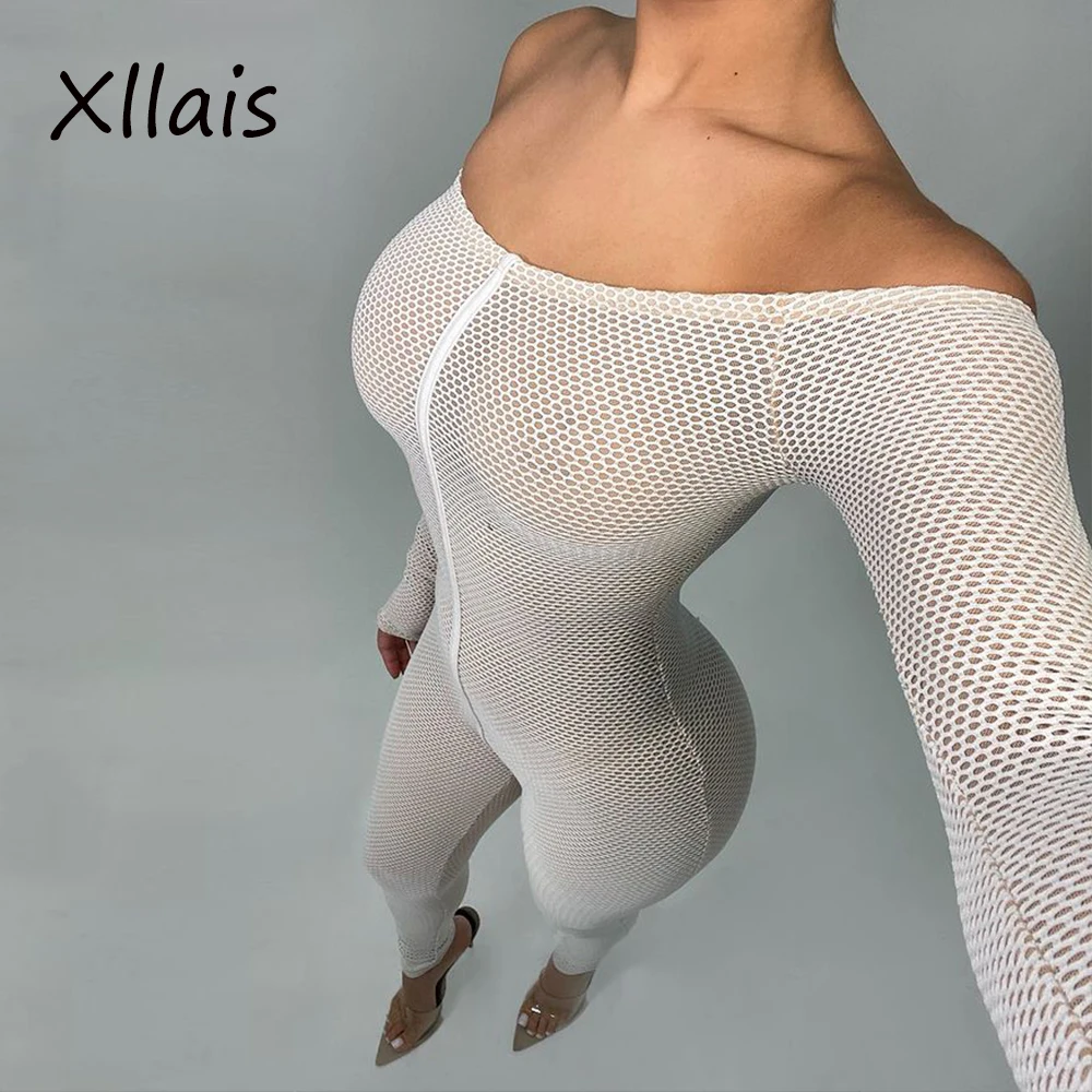 XLLAIS комбинезон с длинным рукавом вырезами клубный сексуальный наряд для женщин