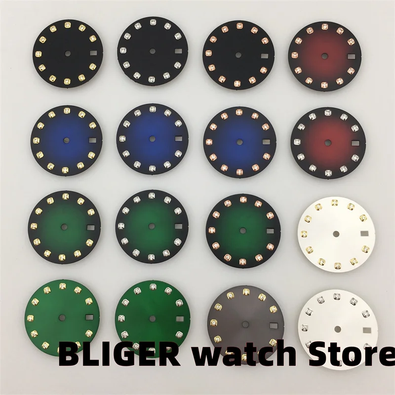 BLIGER Watch Parts 29mm watch Diamond Index dial Black, white, blue and green dial fits NH35A NH36A automatic movement
BLIGER Watch Parts 29mm watch Diamond Index dial Black, white, blue and green dial fits NH35A NH36A automatic movement