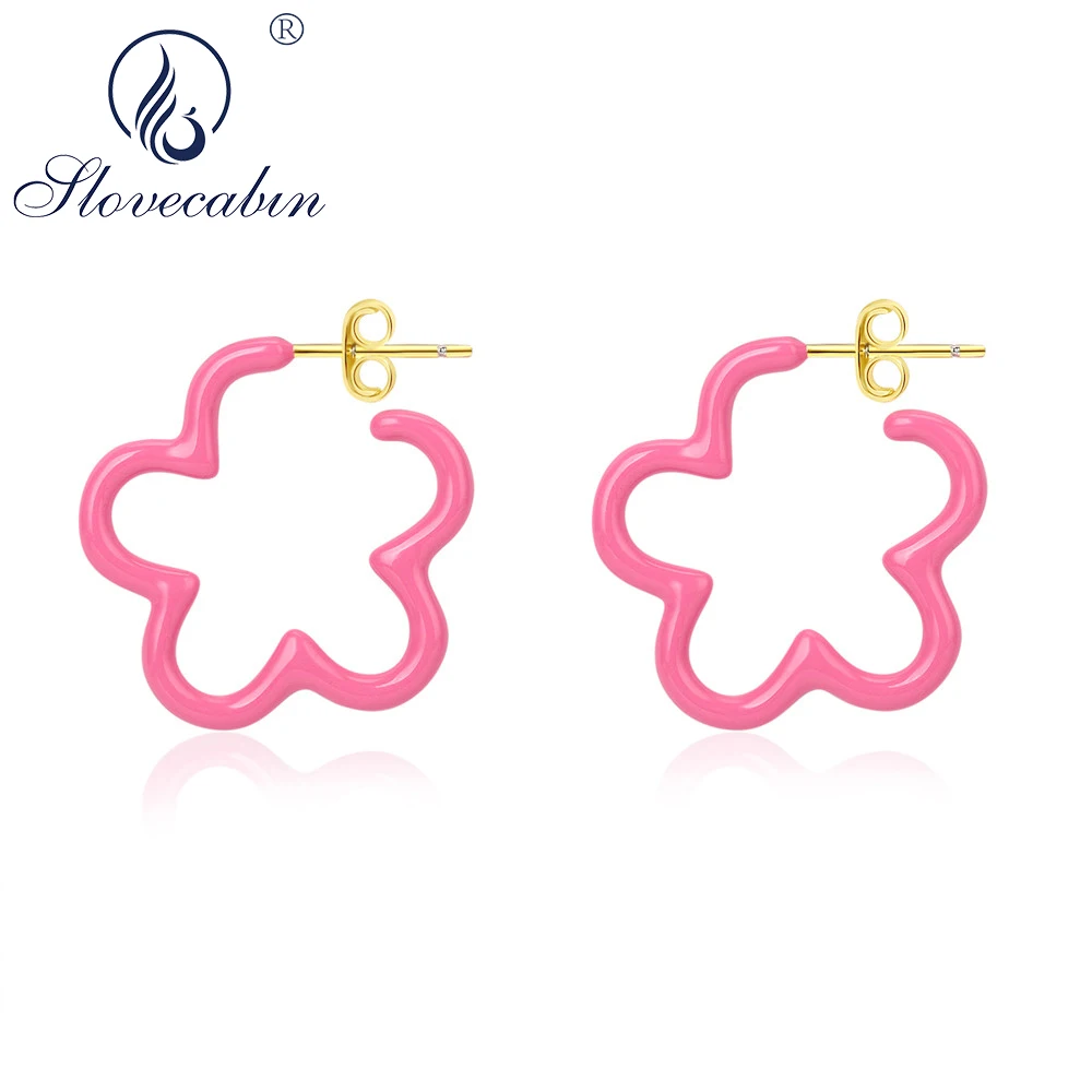 Slovecabin Real 100% 925 Sterling Silver Geometric Plush Pink Enamel Wedding Stud Earrings For Women Korean Fine Jewelry Making 
Slovecabin Real 100% 925 Sterling Silver Geometric Plush Pink Enamel Wedding Stud Earrings For Women Korean Fine Jewelry Making