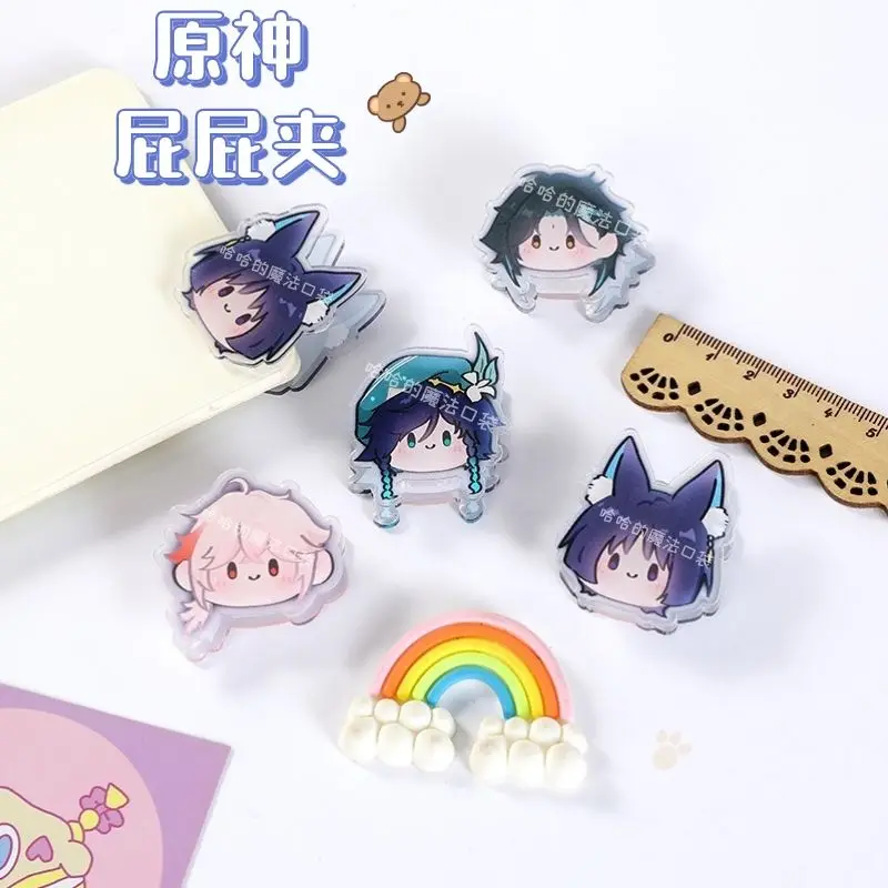 

Genshin Impact Acrylic PP Clip Venti Xiao Balladeer File Clips Document Storage Pretty Clip Anime Stationery Supplies Collection