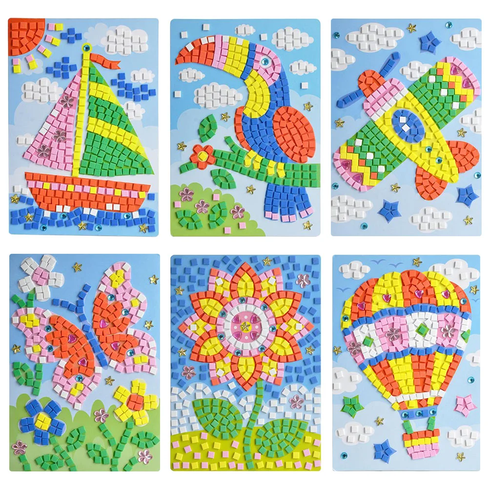 

6 шт. Детские Липкие Мозаики, цветок, воздушный шар, сделай сам, мозаика, ремесла, игрушки для детей, Детский сад