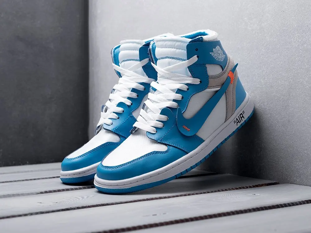 Кроссовки Nike Air Jordan 1 x Off-White Голубой Демисезон Мужской | Обувь