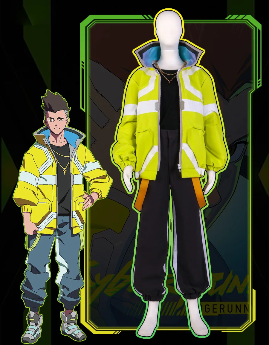 Anime Cyberpunk Edgerunners David Martinez Cosplay Costume Yellow Stand Collar Jacket Pants Men Aldult Clothing Zipper Punk Coat
Anime Cyberpunk Edgerunners David Martinez Cosplay Costume Yellow Stand Collar Jacket Pants Men Aldult Clothing Zipper Punk Coat