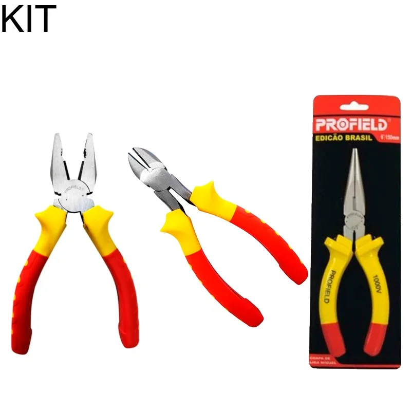 8 "Universal 3 Pliers + 6" Diagonal Cut Kit + Polished Long Beak 6 "Profield 
8 "Universal 3 Pliers + 6" Diagonal Cut Kit + Polished Long Beak 6 "Profield