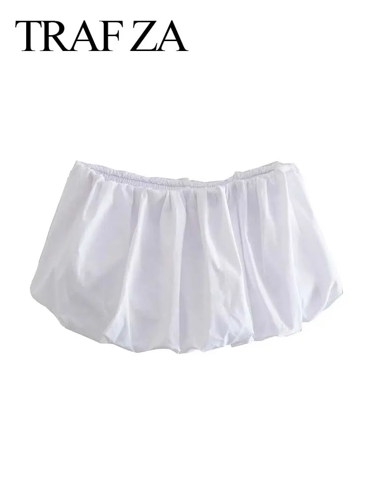 TRAF ZA Elegant Sexy Strapless Female Corset Solid Color White Pleated Tube Top Elastic Waistless Short Vest Summer Women Wear
TRAF ZA Elegant Sexy Strapless Female Corset Solid Color White Pleated Tube Top Elastic Waistless Short Vest Summer Women Wear