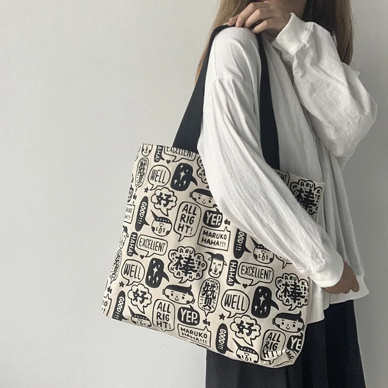 Cartoon Anime Canvas Bag Ladies Canvas Shoulder Bag Travel Tote Bag Eco-friendly Shopping Bag Large-capacity Portable Sundry Bag
Cartoon Anime Canvas Bag Ladies Canvas Shoulder Bag Travel Tote Bag Eco-friendly Shopping Bag Large-capacity Portable Sundry Bag