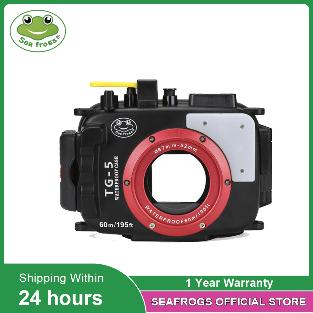

Seafrogs For Olympus TG-5 Case 60m/195ft TG5 Underwater Diving Camera Housing Waterproof Case with Dual Fiber-Optic ports