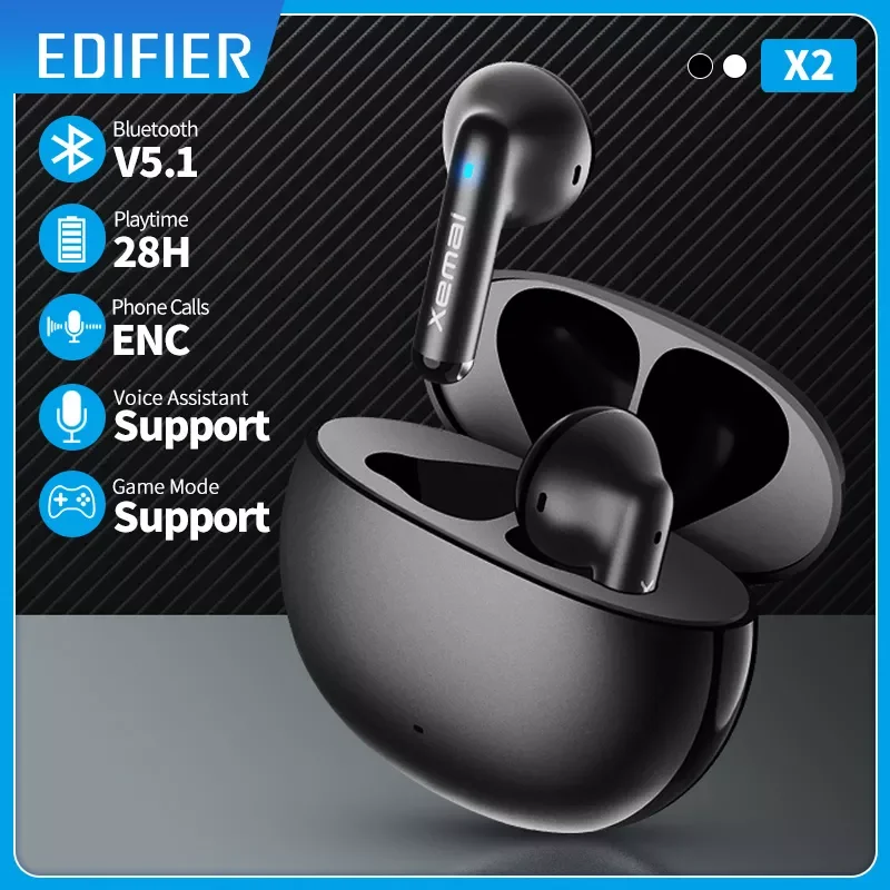 EDIFIER X2 TWS Earbuds Wireless Earphones Bluetooth 5.1 voice assistant 13mm driver touch control up to 28hrs playtime Game Mode
EDIFIER X2 TWS Earbuds Wireless Earphones Bluetooth 5.1 voice assistant 13mm driver touch control up to 28hrs playtime Game Mode