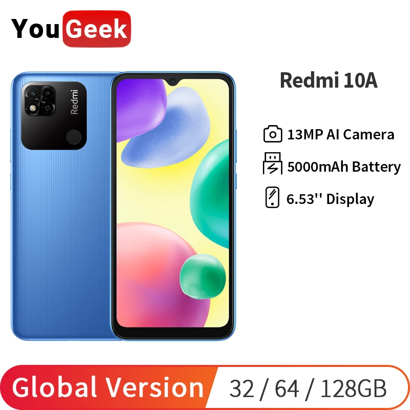 Global Version Xiaomi Redmi 10A 32/64/128GB Smartphone Helio G25 Octa Core 6.53” 5000mAh Battery 10W Fast Charging 13MP Camera
Global Version Xiaomi Redmi 10A 32/64/128GB Smartphone Helio G25 Octa Core 6.53” 5000mAh Battery 10W Fast Charging 13MP Camera