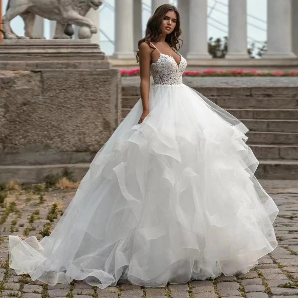 GUXQD White Organza Ruffle Women Wedding Dresses With Spaghetti Strap Bridal Gowns Robe De Mariee Vestido De Noiva Abendkleider
GUXQD White Organza Ruffle Women Wedding Dresses With Spaghetti Strap Bridal Gowns Robe De Mariee Vestido De Noiva Abendkleider