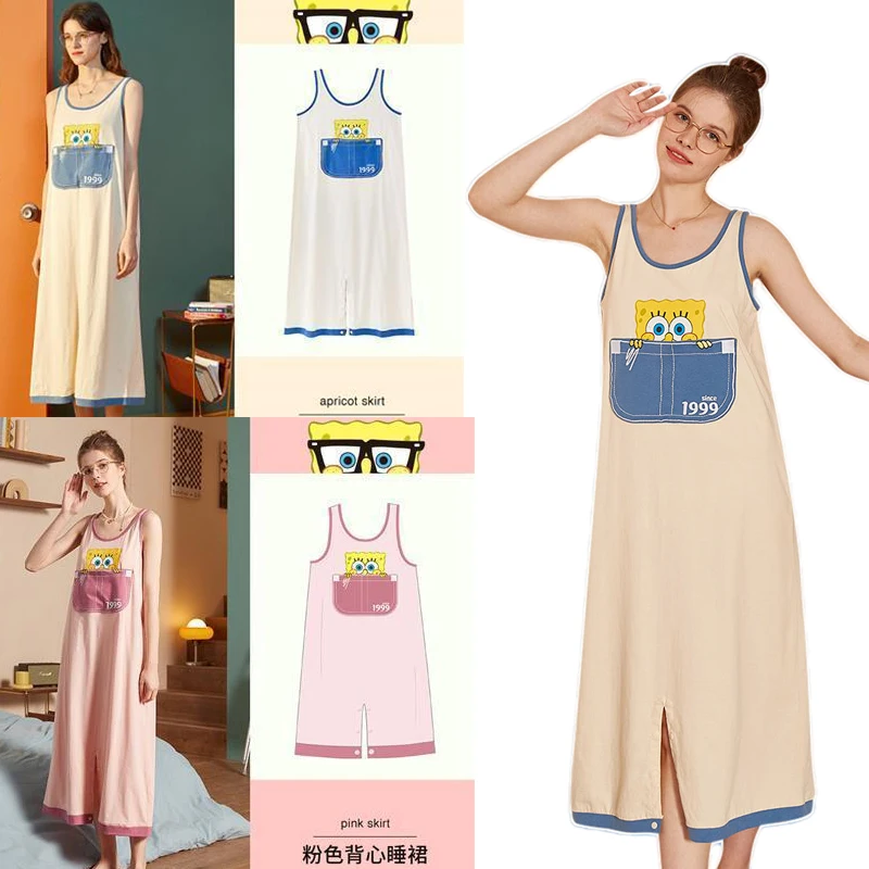 Original Anime Kawaii Spongebob Couple Suspender Nightdress Summer Thin Section Home Clothes Women Pajamas Onepiece Pajamas Gift
Original Anime Kawaii Spongebob Couple Suspender Nightdress Summer Thin Section Home Clothes Women Pajamas Onepiece Pajamas Gift