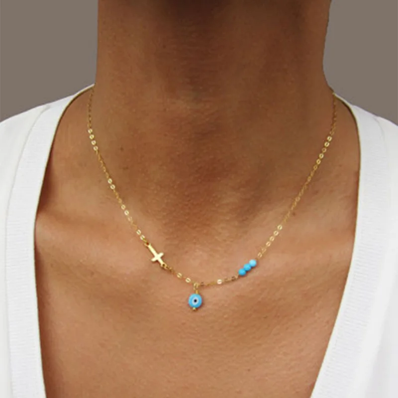 Lucky Bohemian Women Cross Choker Necklace Turkish Blue Eye Beads Necklace Vintage Evil Statement Necklace Party Jewelry 2022
Lucky Bohemian Women Cross Choker Necklace Turkish Blue Eye Beads Necklace Vintage Evil Statement Necklace Party Jewelry 2022